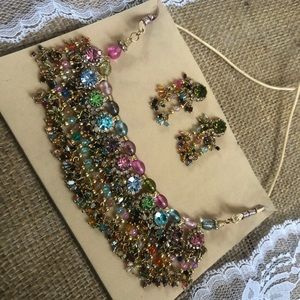 Multicolored necklace earrings Indian jewelry